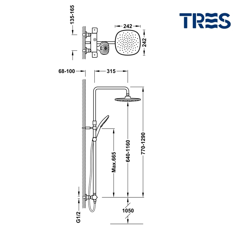 Columna de ducha termostática AVAN‑TRES Tres - Ref.193827